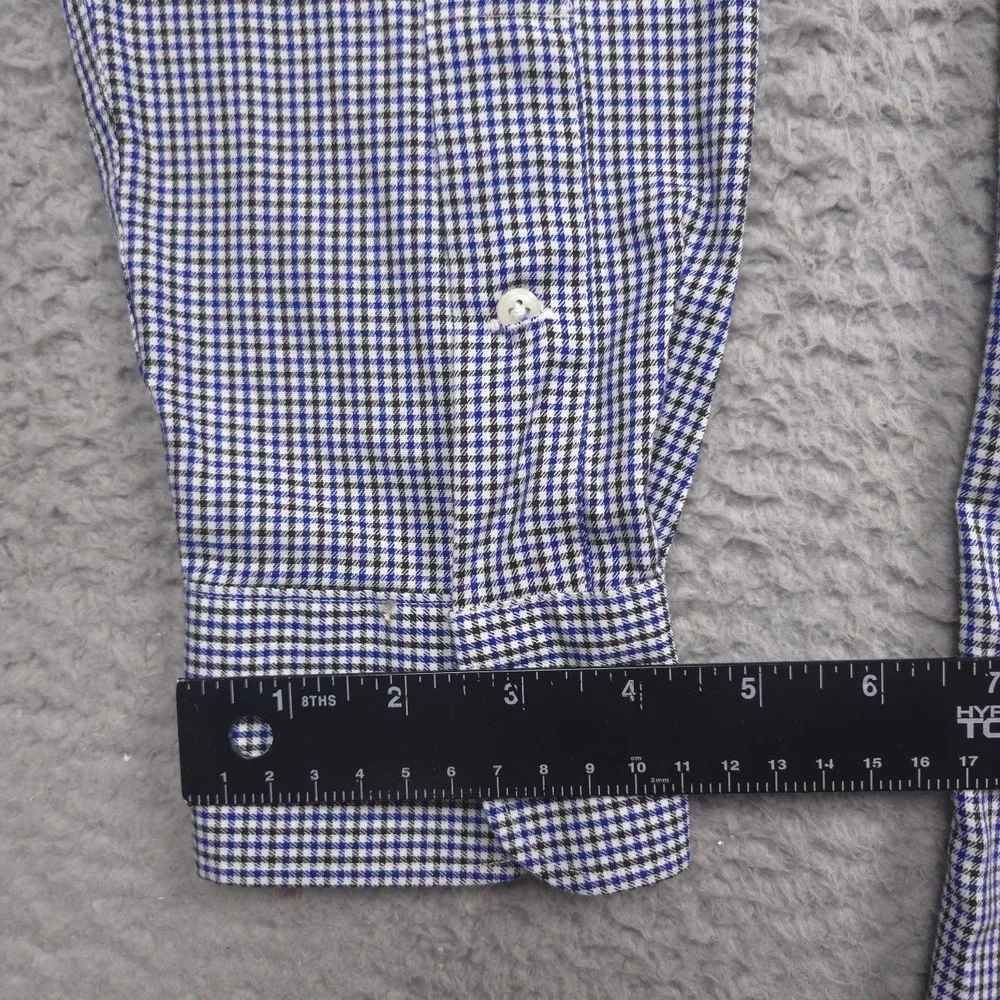 Lauren Ralph Lauren Dress Shirt Men 16 34/35 Blue Check Non Iron Cotton